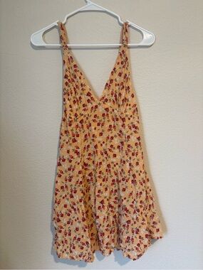 Urban Outfitters Yellow Floral V-Neck Dress medium